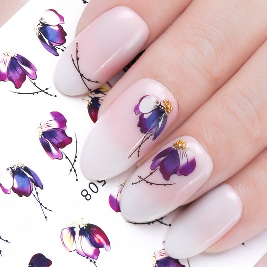 Butterfly Flower Water Transfer Decal Sliders For Nail
