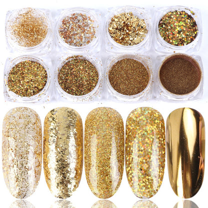 8 Box Mix Glitter Nail Art Powder