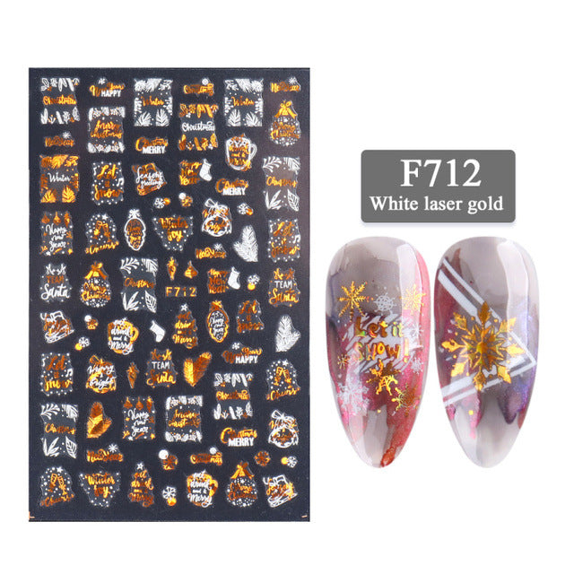 Two-color Golden Laser Snowflake Thin Stickers