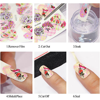 Butterfly Flower Water Transfer Decal Sliders For Nail