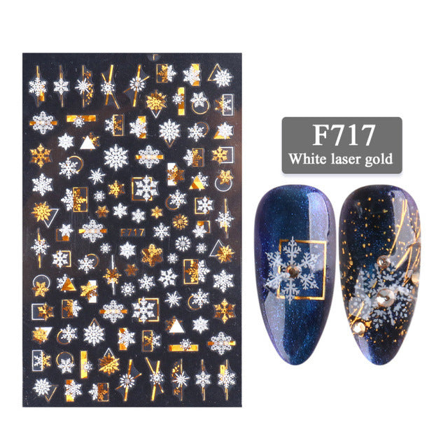 Two-color Golden Laser Snowflake Thin Stickers